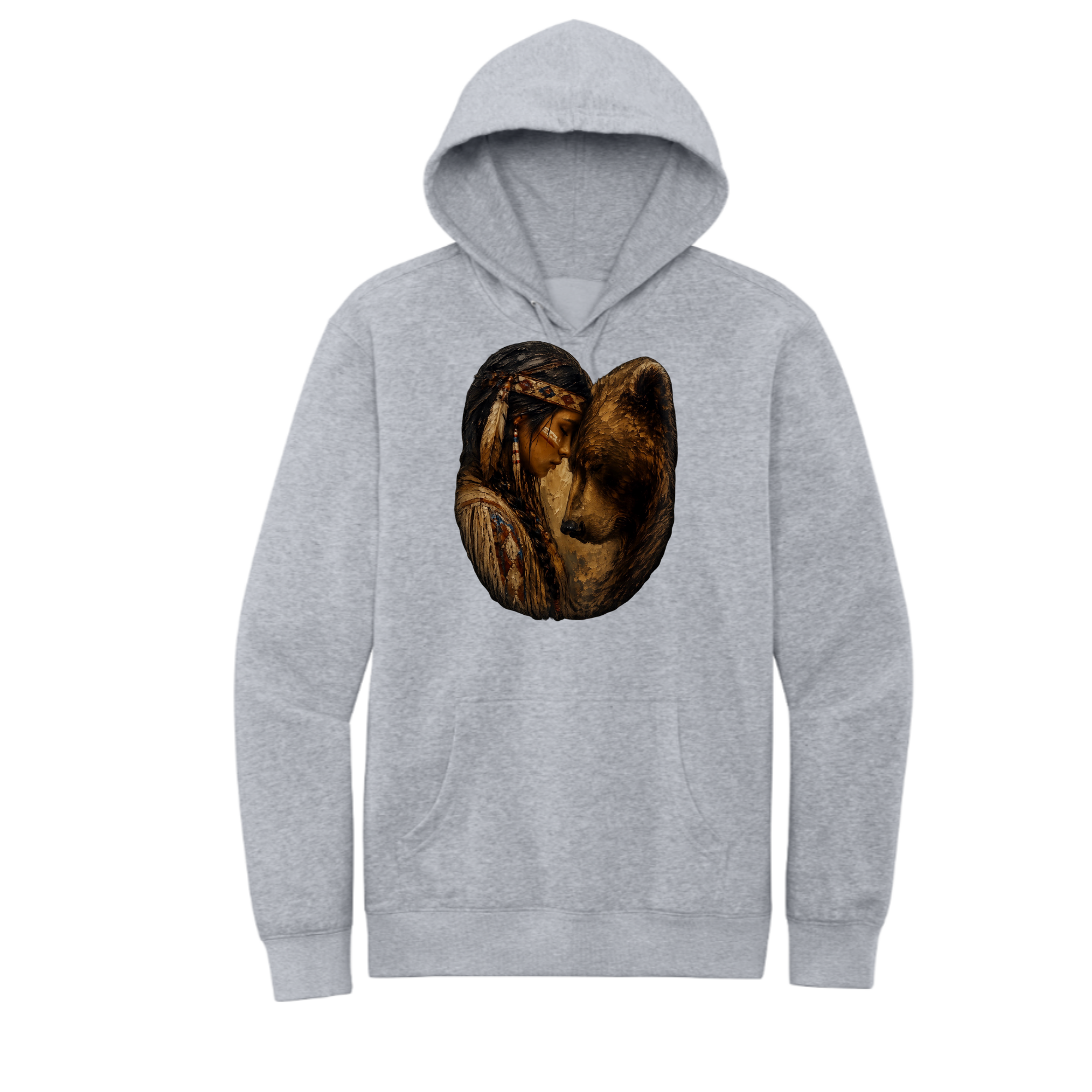 Hoodie-Native Woman and Bear